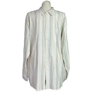 The Territory Ahead Men XXLT Striped Cotton Shirt White Multi Pocket Long Sleeve